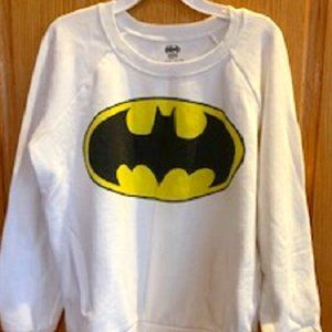 Batman White Fleece Pullover Sweatshirt with Batman Logo Size M (14)